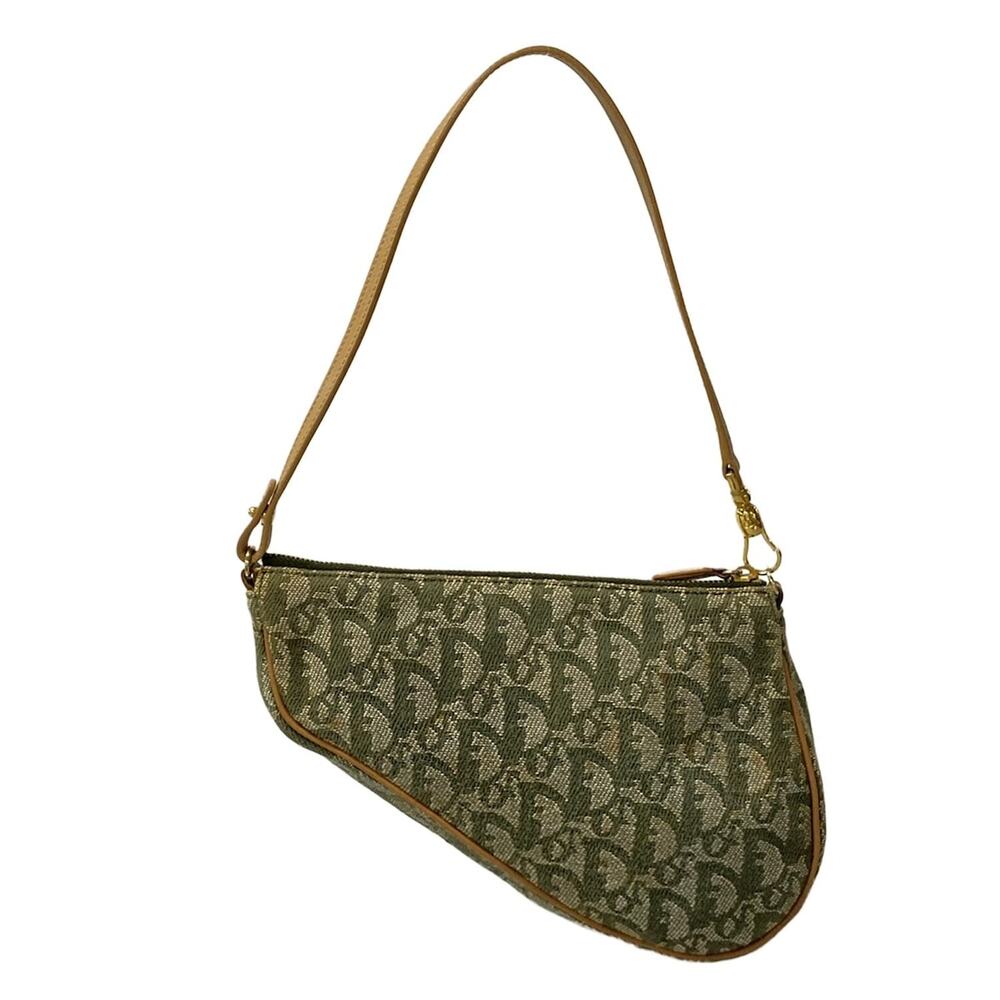 Christian Dior DIOR/ChristianDior Saddle Pouch / Trotter Handbag Green Brown - Picture 3 of 15